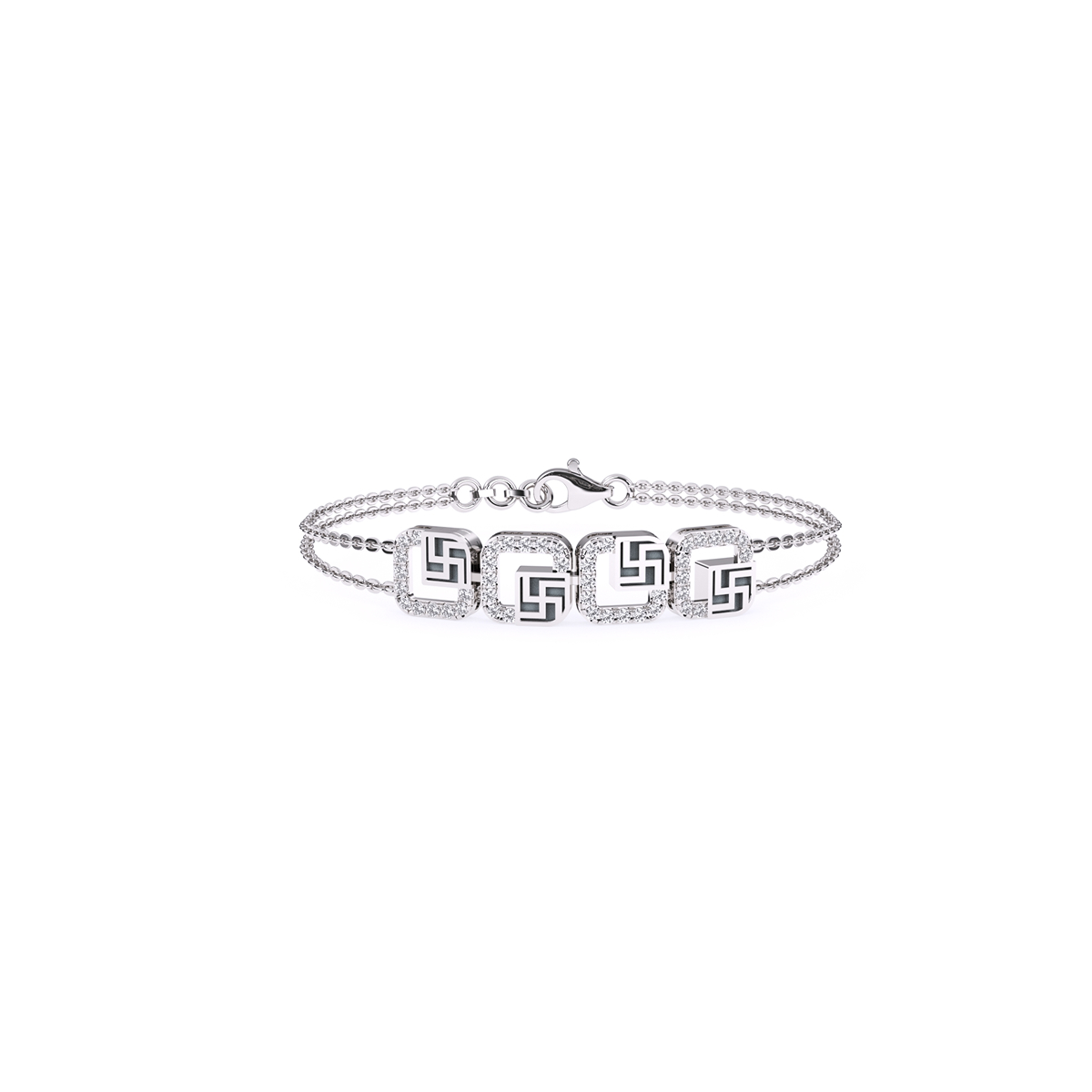 Unique Four Square Swastika Lab Grown Diamond bracelet